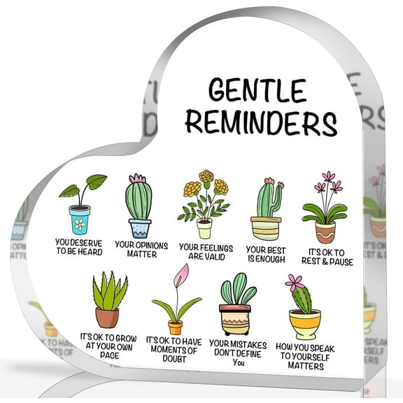 Gentle Reminders Positive Affirmations Desk Decorations,Inspirational Decor Plaques For Home Therapy Office School Counselor Mental Health Awareness Gifts
