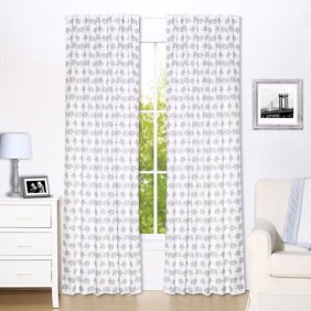 The Peanut Shell Blackout Drapery Panels Grey Cloud Print Two