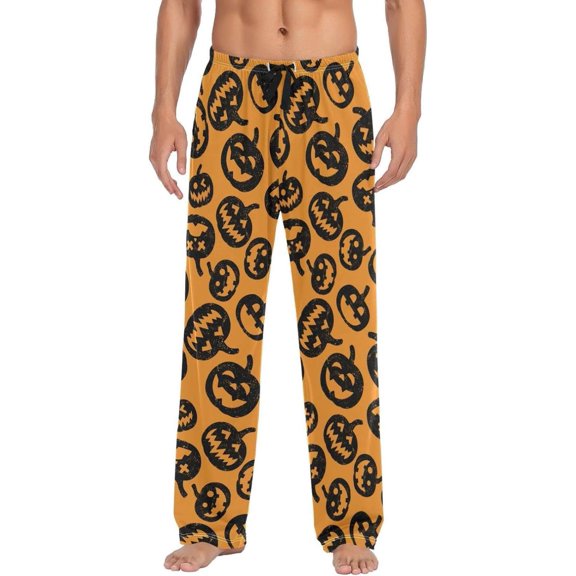 GZHJMY Halloween Pumpkin Pajama Pants, Men's Drawstring Lounge Pants, Casual Pajama Bottoms, with Pockets, Christmas New Year Birthday Gifts, Small