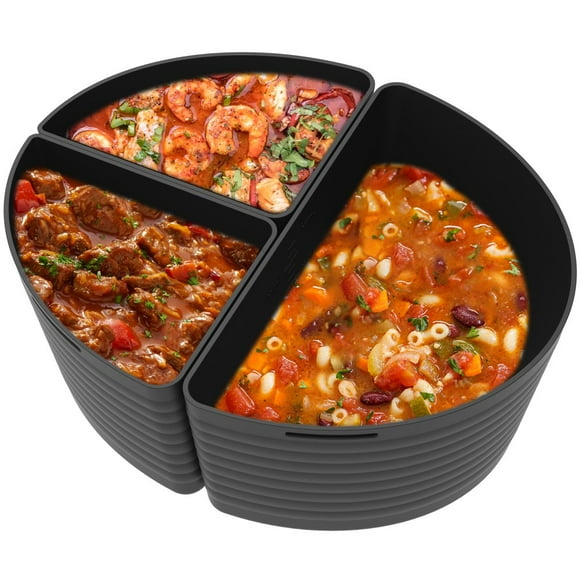 3 Pcs Slow Cooker Divider Liner Fit 6 QT Pot Leakproof Slow Cooker Divider Liner Reusableilicone Slow Cooker Divider Liner Heat Resistant Cooking Liner Dishwasher Safe