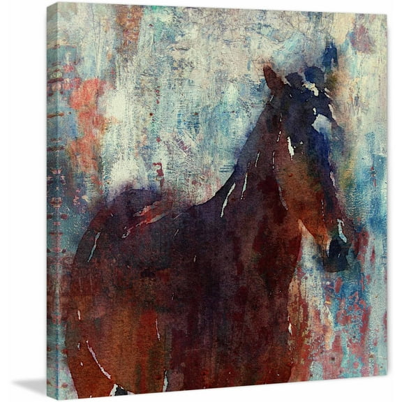 "Wild Brown Horse" Painting Print on Wrapped Canvas