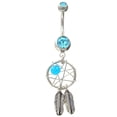 thumbnail image 3 of # Dream Catcher CZ Dangle Belly Ring 14G (1.6MM) #31 (Silver with Pink Stone), 3 of 3
