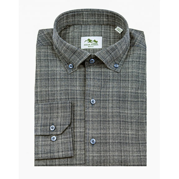 Wear Sierra Men's Turkish Cotton Long Sleeve Button Down Shirt in Combed Cotton Dark Gray & Navy