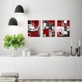 thumbnail image 3 of Red and Grey Abstract Geometric Circle Canvas Wall Art Rustic Burgundy Red Prints Artwork for Living Room Bedroom Christmas Wall Decoration (Red), 3 of 6