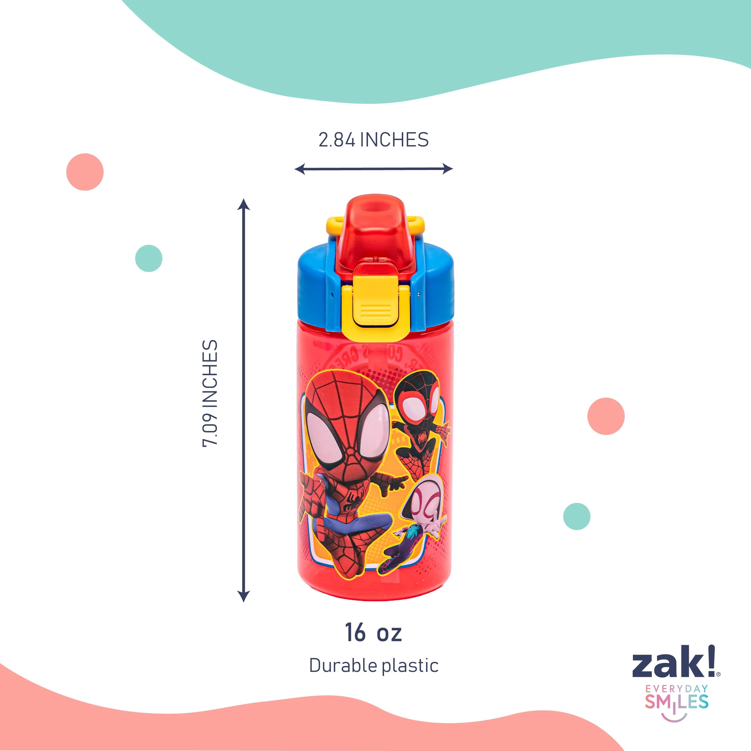 Zak Designs 16oz Spiderman Jubilation Durable Plastic Water Bottle, 2pk.