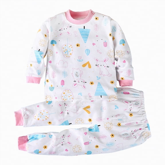 Ccpelsie Toddler Boys and Girls Pajamas Set Long Sleeves and Pants Pajamas 2-Piece Set Casual Kids Homewear Sleepwear for Spring Summer(Pink,6-12 Months)