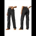thumbnail image 3 of Pantalones Cargo de Cintura Alta para Mujer, Pantalones Casuales de Pierna con 6 Bolsillos. Gris Negro XXL, 3 of 7