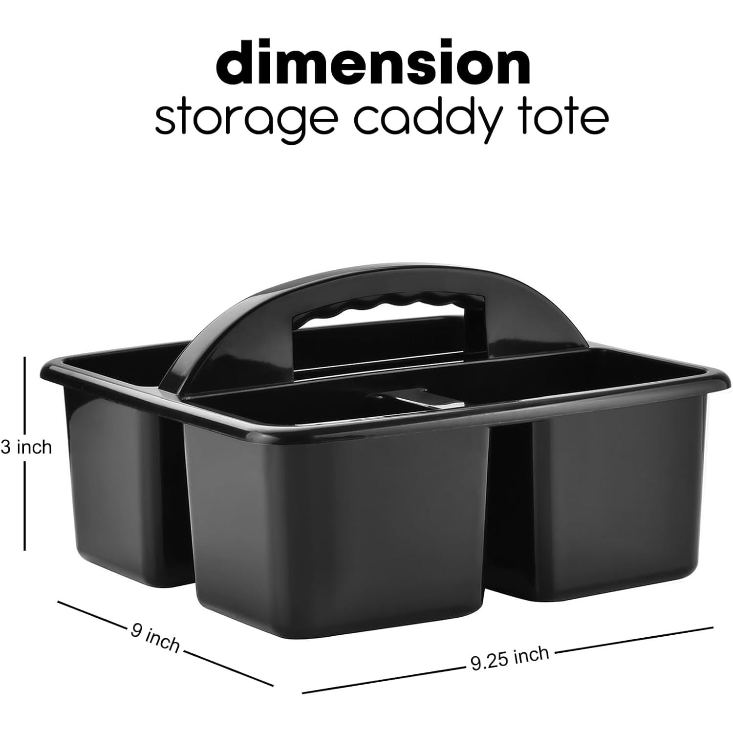 Plastic Classroom Caddy Organizer with Handle, 6-Pack 3 Compartments, Teacher Supply Storage Caddy for Classroom Organization, Table, Desk, Office, Craft Art - Black