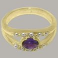 thumbnail image 4 of LBG British Made 10k Yellow Gold Natural Amethyst & Cultured Pearl Womens Band Ring - 33 size options - Size 12, 4 of 7