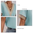 thumbnail image 4 of Lace Crochet Blouse,Short Sleeve V Neck Lace Crochet V Neck Shirt Short Sleeve Blouse Power Packed Performance, 4 of 5