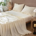 thumbnail image 2 of MooMee 100% Washed Cotton Fitted Sheet King Linen Like Textured Extra-Deep Pocket Breathable Soft (Cream White), 2 of 7