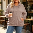 thumbnail image 4 of Plus Size Full Zip Hoodie for Women Ghalytn Oversized Long Sleeve Jacket - Casual Sweatshirt with Kangaroo Pocket, 4 of 7