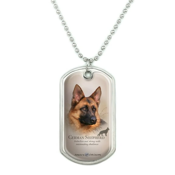 German Shepherd Dog Breed Military Dog Tag Pendant Necklace with Chain