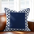 thumbnail image 5 of Throw Pillow Covers 20x20 Inch, Navy Blue Geometric Decorative Pillow Cases for Couch Sofa Bed, Modern Abstract Art Plaid Gingham Cotton Linen Square Home Decor Pillowcases with Hidden Zipper, 5 of 9