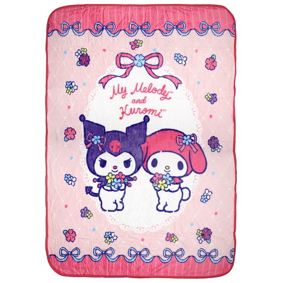 Hello Kitty And Friends My Melody And Kuromi Soft Plush Throw Blanket 45" x 60"