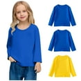 thumbnail image 5 of Lmnyox 3 Pack Cotton T Shirt for Kids Solid Long Sleeve Round Neck Basic Pullover Tee Boys Girls Casual Tops, 5 of 7