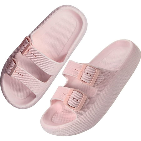 

I FAMURAY Women Men Pillow Sandals Thick Sole Adjustable Buckles EVA Cloud Slides Slippers