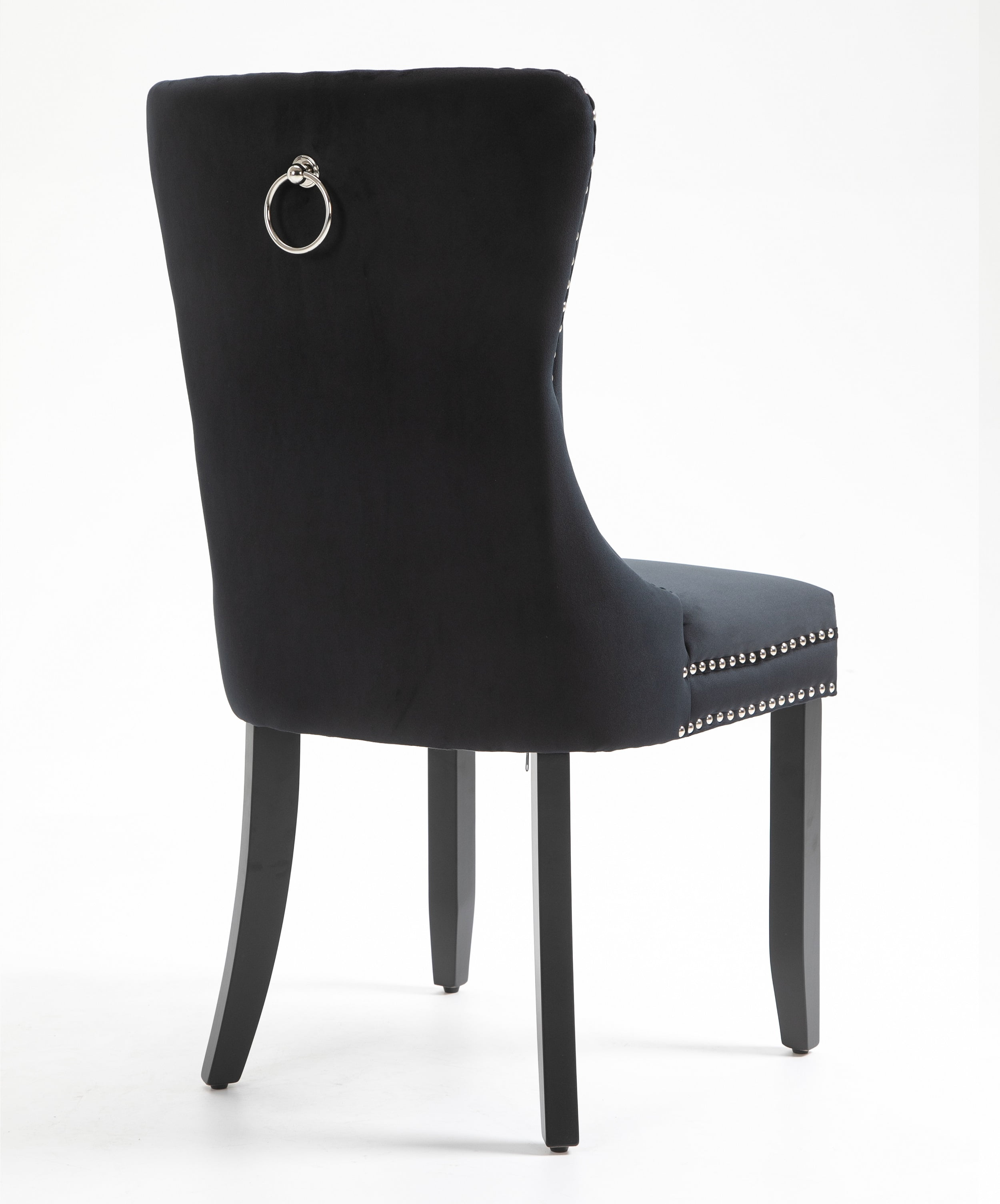 Rhomtree Contemporary Wood Tufted Dining Side Chairs, Black (Set of 4)