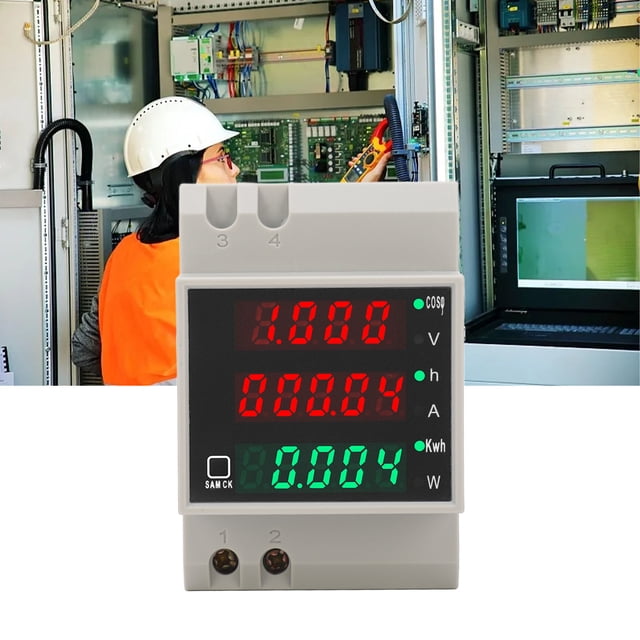 Medidor De Energía En Riel DIN, Transformador Incorporado Fácil Operación AC80-300V 100A Voltímetro Retardante De Llama De Respuesta Rápida Multifuncional Para Centros