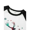 thumbnail image 5 of Christmas Family Pajamas Matching Set, Long Sleeve Deer Letters Print T-shirt with Plaid Pants Sleepwear Loungewear, 5 of 10