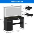 thumbnail image 4 of Uforic Modern Vanity Desk with LED Lighted Mirror & Power Outlet, Makeup Vanity Table with Drawers & Cabinet , Bedroom Dressing Vanity with Dividers and Hair Dryer Rack, Black, 4 of 13