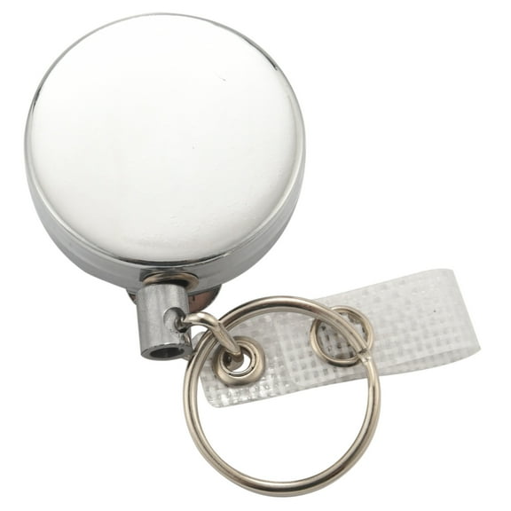 2 Pack Heavy Duty Retractable Holder Reel,Metal ID Holder with Belt Clip Key Ring for Name Card Keychain Silver