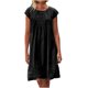 thumbnail image 2 of ICHUANYI ClearanceWomen's Fashion Cotton And Linen Crewneck Loose Short Sleeve Solid Mini Dress(Black, L) ICHUANYI WER20232080502466, 2 of 8