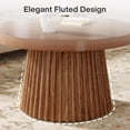thumbnail image 5 of Finmind 31.5" Round Coffee Table, Small Farmhouse Center Table with Fluted Drum Base, Mid-Century Modern Accent Table for Living Room & Small Spaces, Walnut, 5 of 9