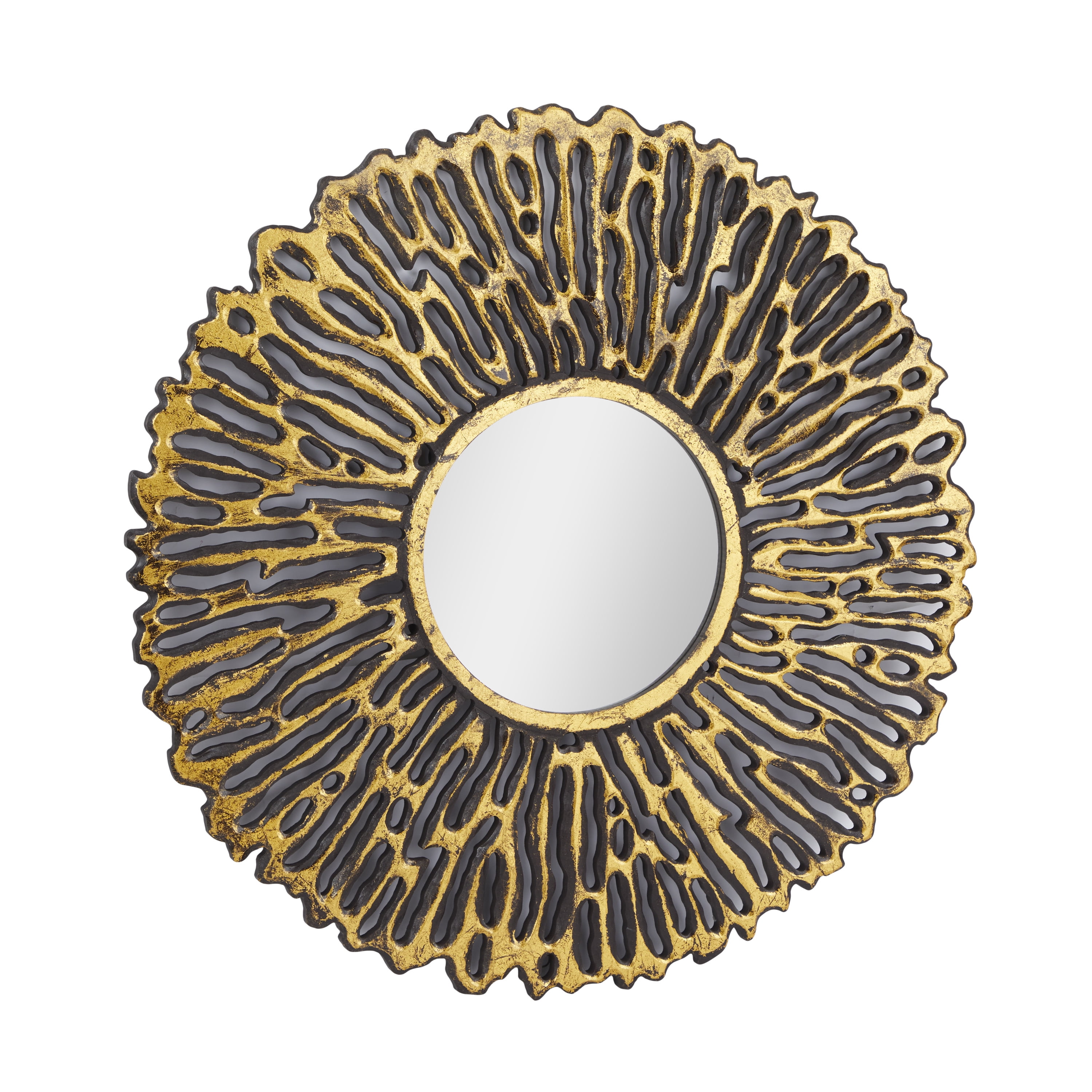 DecMode 48" x 48" Gold Starburst Wall Mirror