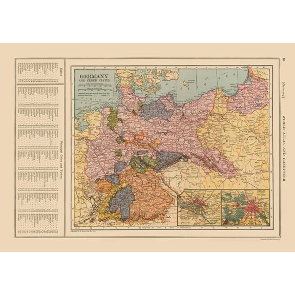 Historic Map - Germany - Reynold 1921 - Vintage Wall Art