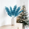 thumbnail image 3 of 14.17 Inch Blue Glitter Artificial Leaf Spray, Glittered Foliage Stem Pick, Decorative Twig for Christmas Tree, Wreath, Vase, Wedding, Party Indoor Holiday Decoration, 3 of 5