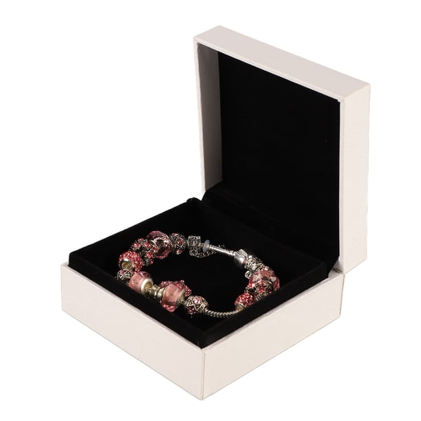 Pulsera de cuentas de cadena de serpiente Nikou bañada en plata con colgante de corazón de diamantes de imitación rosa 7,5 pulgadas