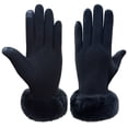 thumbnail image 1 of ManxiVoo Gants en Polyester avec Poignets pour Femmes Mode Hiver Chaude Poignée Confortable et Design Durable Noir, 1 of 3