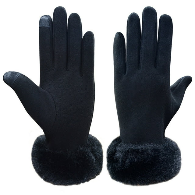 ManxiVoo Gants en Polyester avec Poignets pour Femmes Mode Hiver Chaude Poignée Confortable et Design Durable Noir