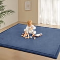 thumbnail image 6 of Teler Baby Play Mat for Floor, 1.3" Thick Foam 47"×47" Playmat, Ultra-Soft Plush Feel & Non-Slip Backing Safe for Infants, Toddlers Crawling, Navy Blue, 6 of 10