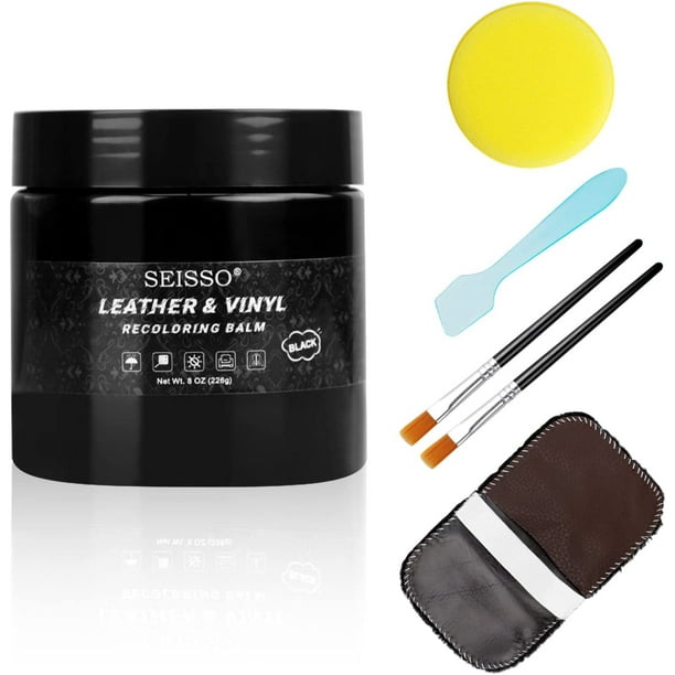 SEISSO Black Leather Recoloring Balm, Leather Repair Kit for Furniture ...