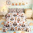 thumbnail image 2 of Manfei Cartoon Autumn Bear King Size Comforter Sets, Fall Pine Cone Leaf Comforters King Size, White Tan, Reversible, 3pcs, 1 Comforter and 2 Pillowcases, 2 of 7