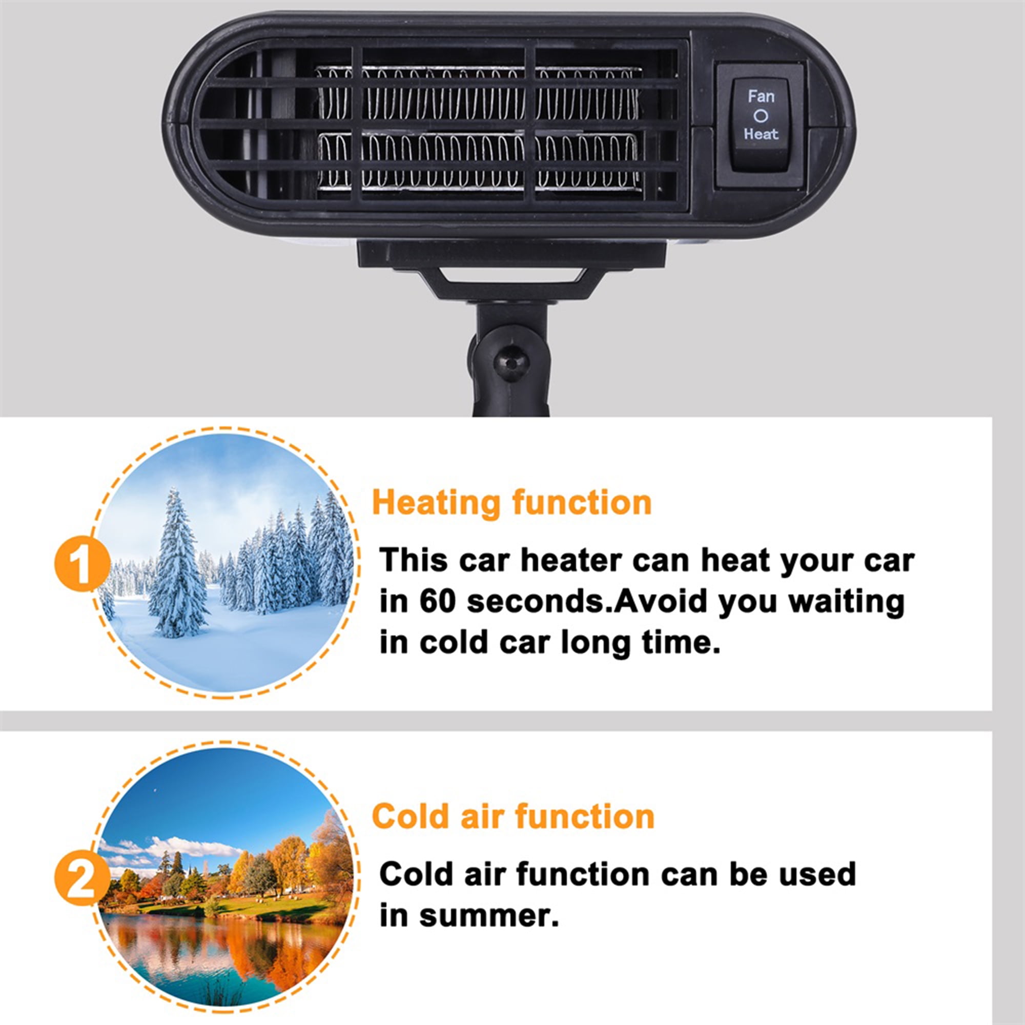 Portable Car 2 in 1 Cooler & Heater Fan Vehicle Electronic Air Heater Car  Windshield Heater Defogger Demister Defroster Plug Into Cigarette Lighter  Esg12902 - China Car Defroster, Car Heater