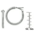thumbnail image 2 of Primal Gold 10 Karat White Gold 3x20mm Twisted Round Omega Back Hoop Earrings, 2 of 4