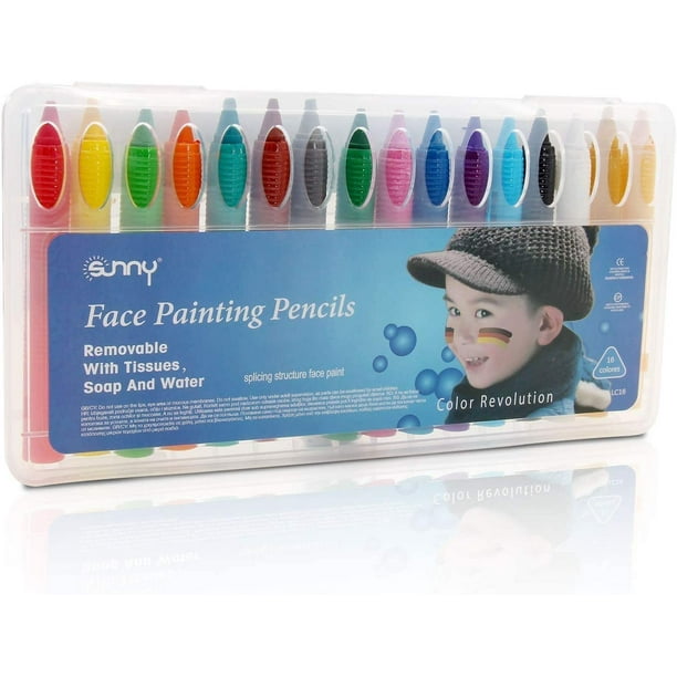 Peinture Visage Kit Crayons, 16 Couleurs Non Toxique Maquillage