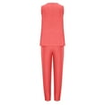 thumbnail image 6 of Hueook 2 Piece Lounge Set Women'S Spring and Summer Solid Color Round Neck Sleeveless Drawstring Casual Pants Set Red 3X, 6 of 7