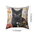thumbnail image 3 of YiJuHui Cute Animal Print Pillow Cover Floral Cat Design Decorative Throw Pillowcase Soft Plush Velvet for Sofa Couch Living Room Bedroom Home Decor 17.72in, 3 of 6