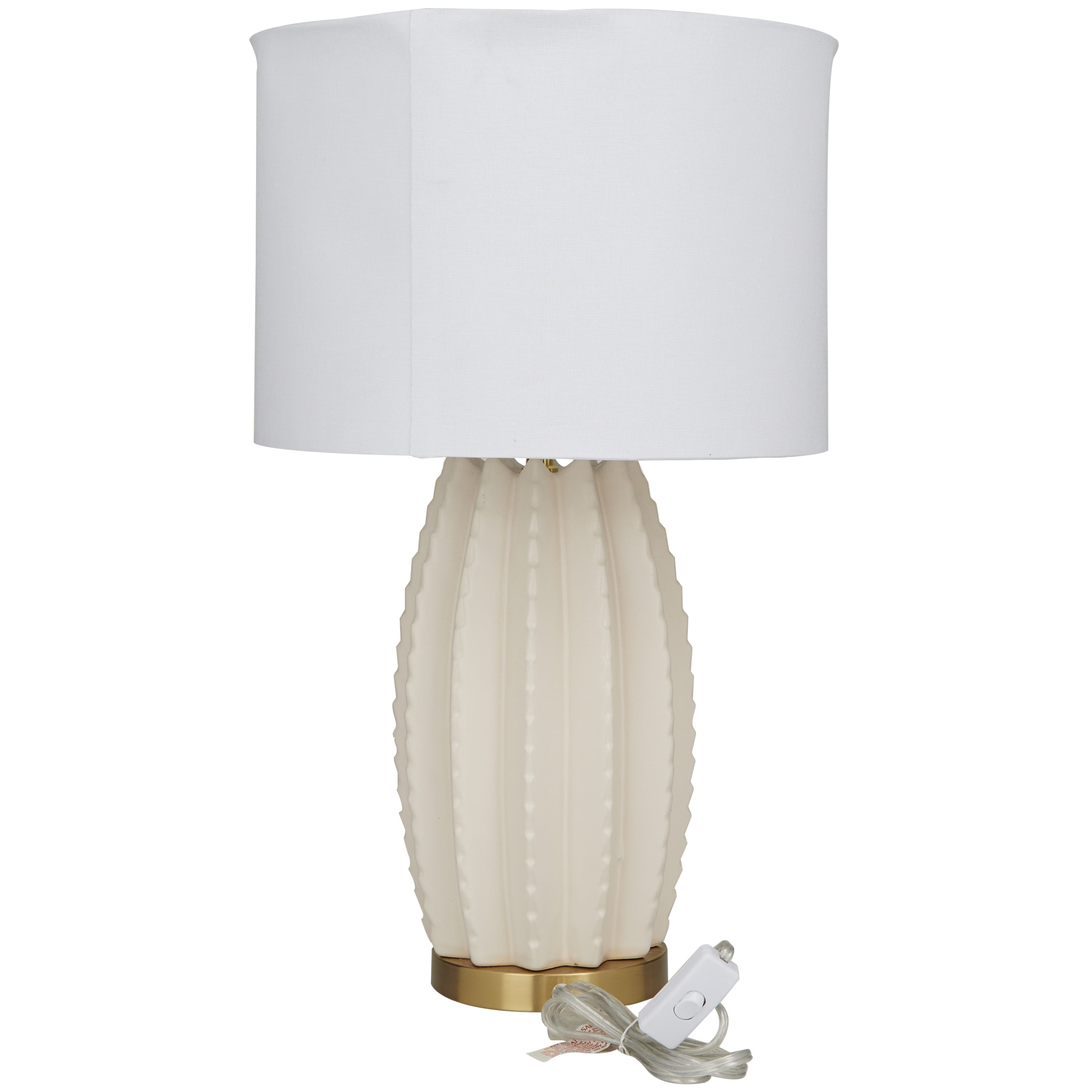 CosmoLiving by Cosmopolitan 24" Gourd Style Base Cream Table Lamp with Cream Linen Shade