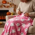 thumbnail image 5 of OCCOA Ghost Blanket Pinky Halloween Throw Blanket 39x29in Cute Ghost Pattern Soft Cozy for Bedroom Sofa Couch Bed Fall Festival Home Decoration Gift, C, 5 of 6