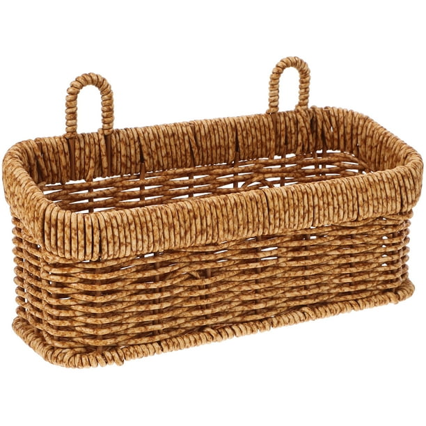 Cesta colgante tejida con asa, cesta de ratán sintético, cesta tejida para cebollas, cesta para frutas