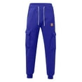 thumbnail image 6 of Baggy Cargo Sweatpants for Men Drawstring Waist Joggers with Pockets Soft Athletic Workout Track Pants Royal Blue S, 6 of 6