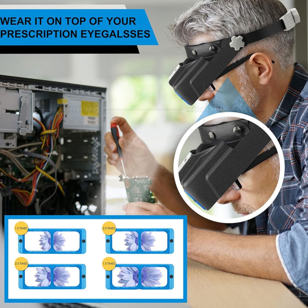 PatungKu Cordless Headsets Magnification Tool Lens & 4 LED Upgrades for Small Tasks