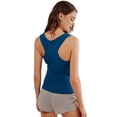 thumbnail image 3 of Women Ribbed Tank Tops Sleeveless Button Down Camisole Summer Scoop Neck Cropped Top Dark Blue L, 3 of 8