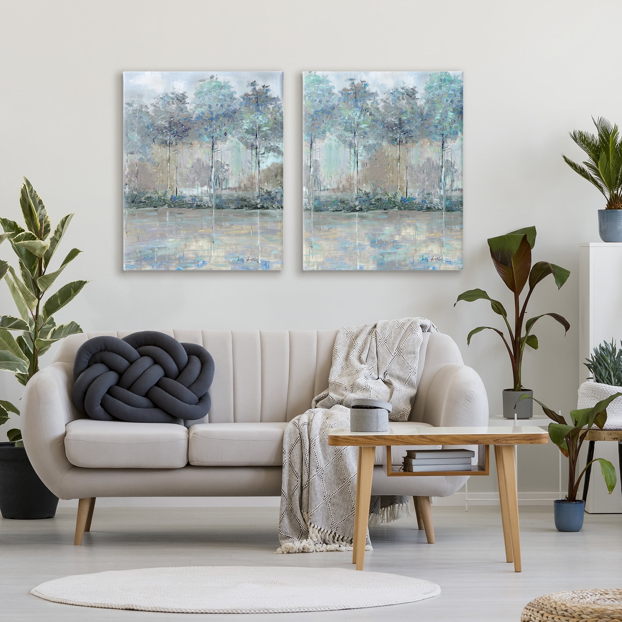 Stupell Industries Subdued Tree Landscape Impression 2 Piece Canvas Wall Art Set, design by Sally Swatland