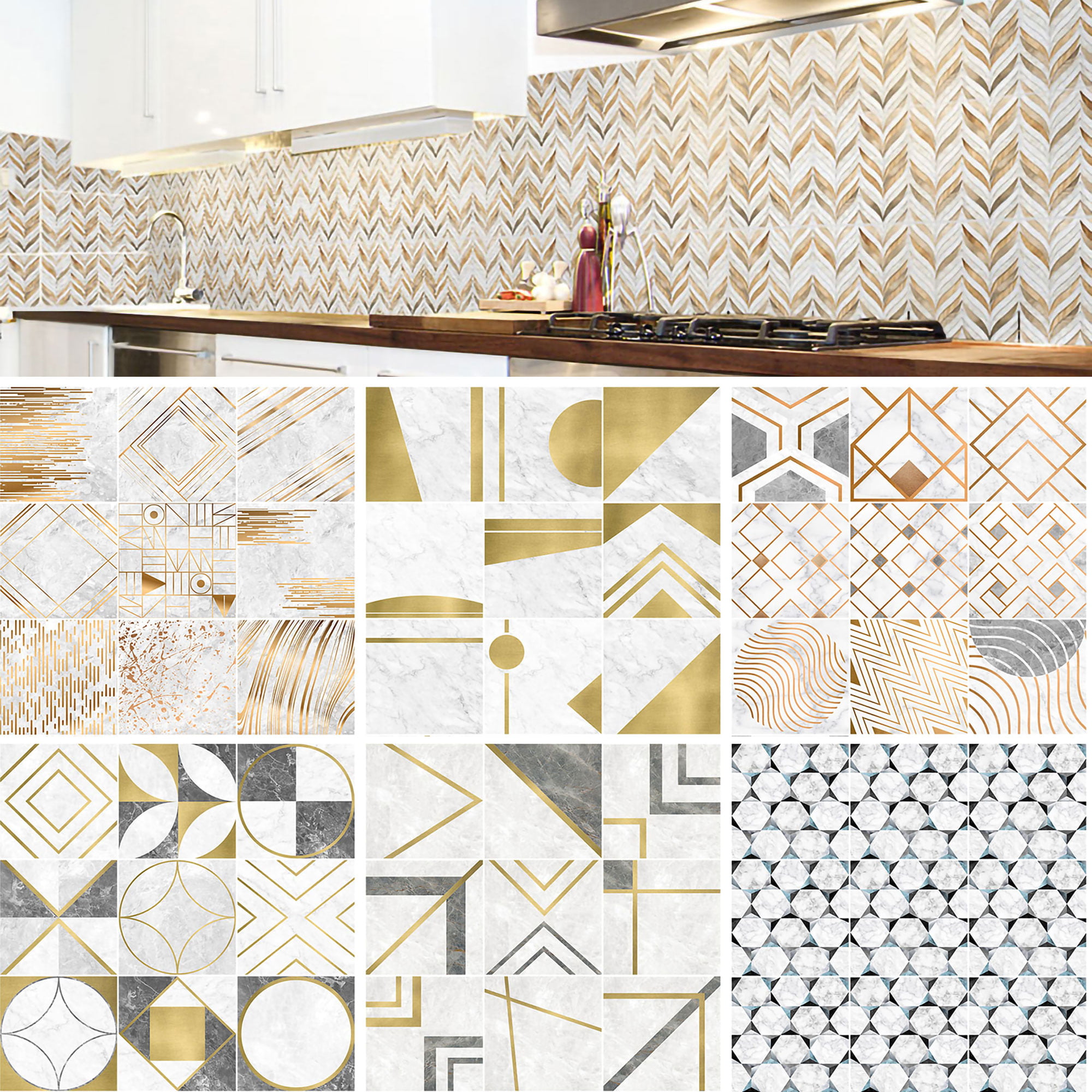 10 Tiles Anti Mold Peel And Stick Tile Sticker Kitchen Bedroom Bathroom Decals 